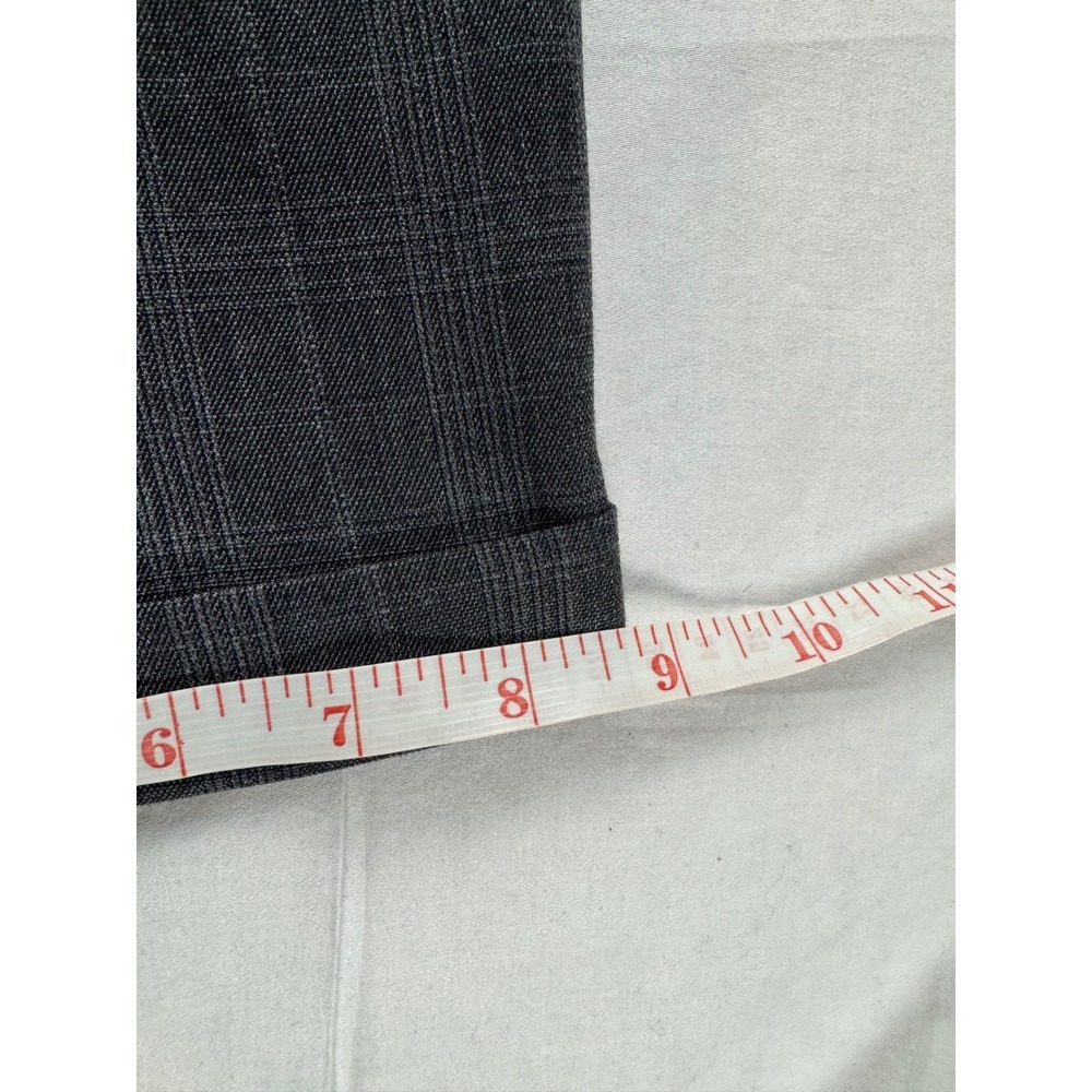 Roundtree & Yorke Mens 36x29 Charcoal Gray Check Plaid Pleated Dress Pants - Picture 15 of 16